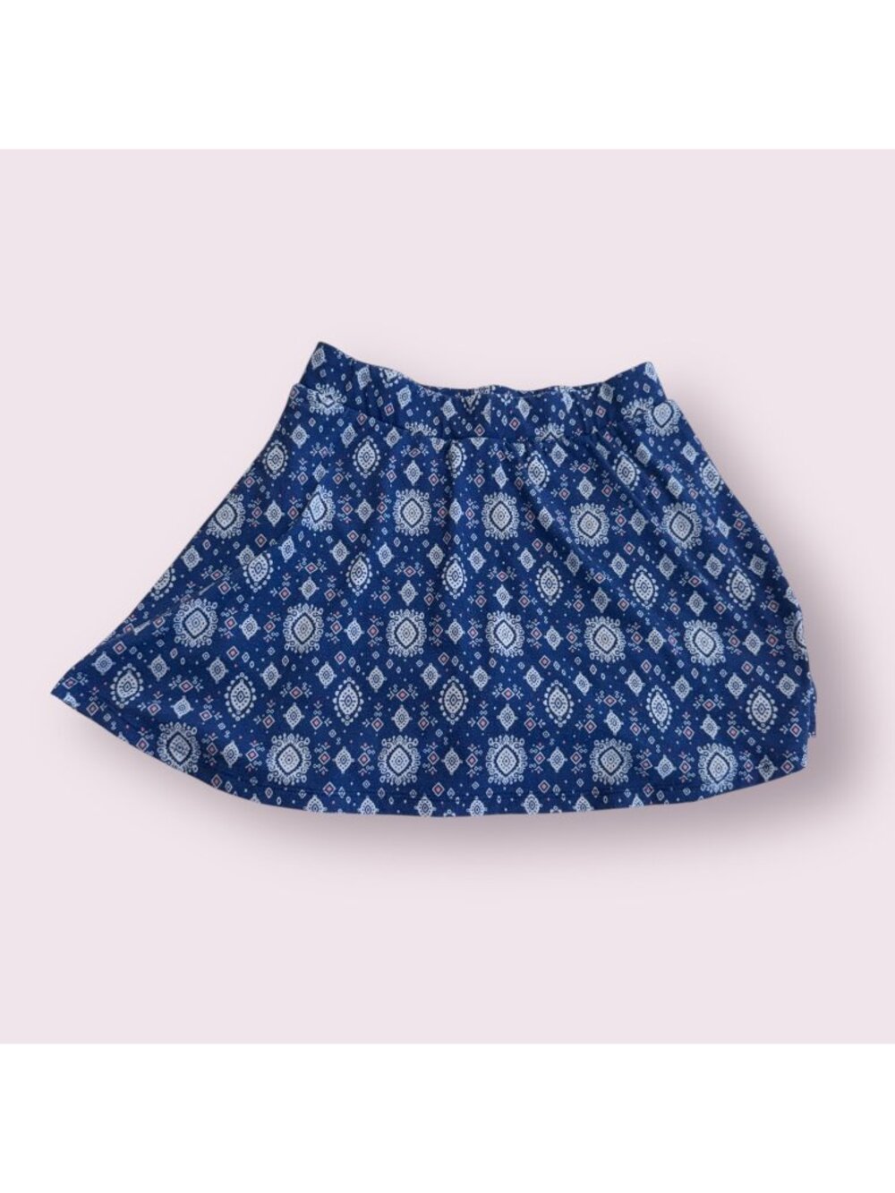 Disney Skirt Girls Size Large Short Blue White Mini Tribal Printed